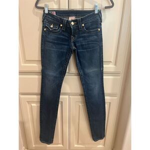 True Religion Women's Skinny Jeans Size 26 Blue Medium Wash Stretch Denim